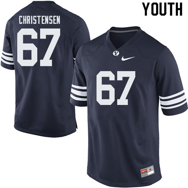 Youth #67 Brady Christensen BYU Cougars College Football Jerseys Sale-Navy